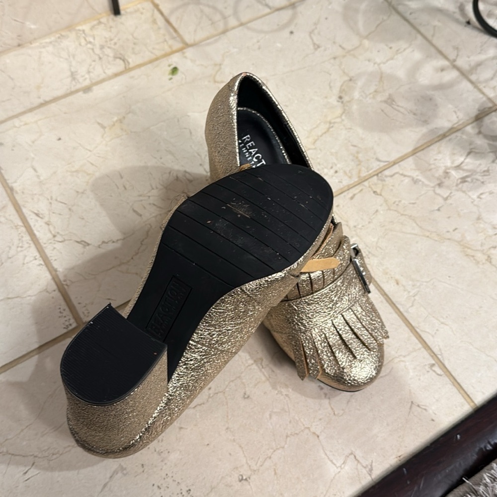 Kenneth Cole reaction Womens Block Heel Gold Size 8 - Picture 3 of 7